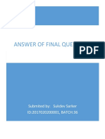 Answer of Final Questions: Submited By: Sukdev Sarker ID:2017020200001, BATCH:36