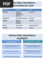 General Rules For Units: Infusion Rate Calculations