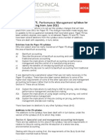 The New Paper F5, Performance Management Syllabus For Exams Commencing From June 2011