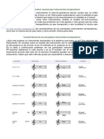 Lectura y Escritura Musical para Instrumentos Transpositores