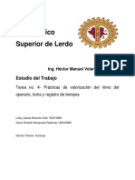 Prácticas de Valorización Del Ritmo Del Operario, Toma y Registro de Tiempos