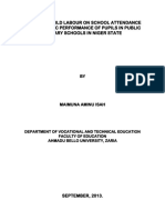 Impact of Child Labour On School Attendance and Academic Performance of Pupils in Public Primary Schools in Niger State