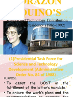 Science and Technology Contribution During Her Presidency (1986-1992)