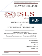 Symbiosis Law School, Pune: Internal Assessment OF International Criminal Law