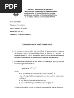 Evaluación Corta (10%) - Primer Corte - Termodinamica - Ingeniería de Petróleo