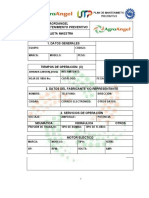 Tarjeta Maestra 1. Datos Generales: Agroangel Plan de Mantenimiento Preventivo