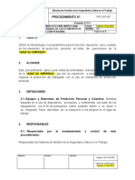 PRC-SST-XXX Procedimiento para La Elección, Inspección, Reposición, Uso y Cuidado de Los EPP