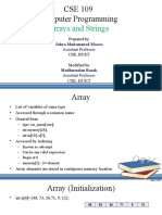 CSE 109 Computer Programming: Arrays and Strings