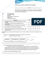 Learning Service Evaluation Form For Customers