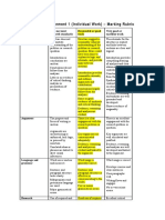 MG309: Assignment 1 (Individual Work) - Marking Rubric