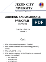 Quezon City University Auditing and Assurance Principles: Acpaud1