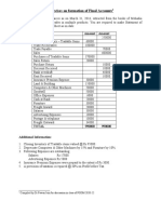 Exercises On Formation of Final Accounts: Particulars Amount Amount