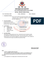 Information Report: in Respect of Article/Document Lost in Delhi SO No: 430/2014 Delhi Police