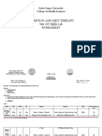 Nutrition and Diet Therapy Nut 105 Skills Lab Worksheet: Notre Dame University College of Health Sciences