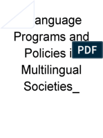 Language Programs and Policies in Multilingual Societies