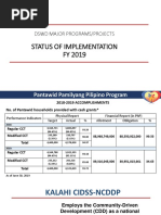 Status of Implementation FY 2019: DSWD Major Programs/Projects