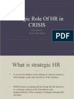 Strategic Role of HR in Crisis: Presented To: Prof. Anita Singh