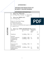 Annexure I Relay Details For Selection of Instrument Transformers