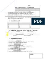 Evaluation D'Orthographe - 1 Trimestre L'enfant Sait:: Signature