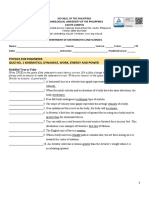 Quiz No. 1-Unit 1, 2, 3 - KINEMATICS, STATICS, DYNAMICS & ENERGY (SET A) - For Students