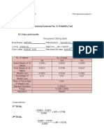 Laboratory Exercise No. 4: Friability Test: Pharmaceutical Analysis 2