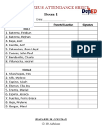 Grade 10-Zeus Attendance Sheet: Room 1