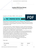 System of Units - MKS, CGS and SI - Karnataka PCS Free Notes PDF