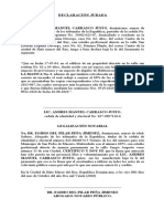 Declaración Jurada para La Suprema Corte de Justicia, Exp. 2012-879 y 2013-907.