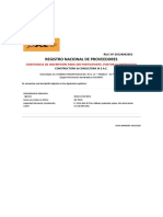 Registro Nacional de Proveedores: Constancia de Inscripción para Ser Participante, Postor Y Contratista