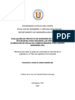 Evaluación de Proyecto Elminación de Rocas en Caminos Mineros