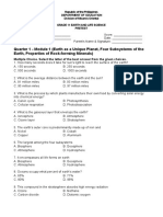 Quarter 1 - Module 1 (Earth As A Unique Planet, Four Subsystems of The Earth, Properties of Rock-Forming Minerals)