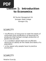 Lesson 1: Introduction To Economics: BS Tourism Management 3A Sorsogon State College Sorsogon City