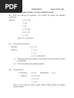 Assignment 1 (Marks 10 10 100) (Graphical, Simplex, Two Phase and Big M Method)