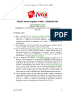 Bolivia: Decreto Supremo #4204, 1 de Abril de 2020