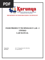 Food Product Technology Lab - I 17FP2023 Lab Manual