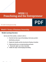 WEEK 11. - Franchising and The Entrepreneur