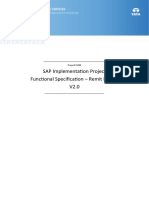 SAP Implementation Project Functional Specification - Remit Design V2.0