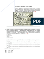 4 Avaliação Mensal de HISTÓRIA - 7º Ano TARDE - 4 AVM