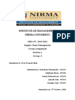 Institute of Management Nirma University: MBA FT-2019-2021 Supply Chain Management Group Assignment Section A Group: 6