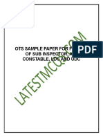 Ots Sample Paper For Fia Test of Sub Inspector, Asi, Constable, LDC and Udc