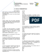 Lista de Exercícios Escalas Termométricas