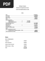 Notes: Colleagues Company Statement of Comprehensive Income For The Year Ended December 31, 20x1