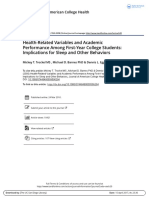 Health-Related Variables and Academic Performance Among First-Year College Students: Implications For Sleep and Other Behaviors