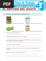 El Sentido Del Gusto para Tercer Grado de Primaria