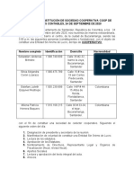 ACTA No 001 CONSTITUCIÓN DE SOCIEDAD COOPERATIVA