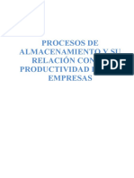 Ensayo Crítico de Los Procesos de Almacenamiento y Su Relación Con La Productividad de Las Empresas