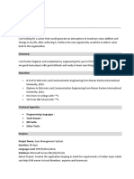 BCA Fresher Resume Sample Format in Word PDF