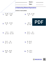 Name: Teacher: Date: Score:: Adding and Subtracting Rational Expressions