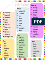 Checklist Barang Baby & Mommy: Pakaian: Mandian: Barang Ibu