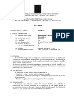 2014-1 Metodologia de La Invest. Cientifica Prof. Galo Valderrama Zea Plan 2003+